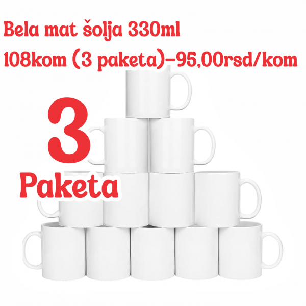 PAKET MAT BELIH ŠOLJA 330 ML (108 KOM)