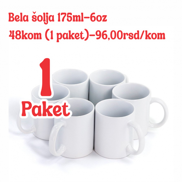 PAKET ŠOLJA (48 KOM) 175 ML BELA ŠOLJA (6 OZ)