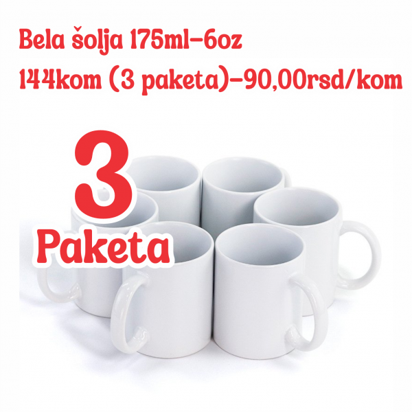 PAKET ŠOLJA (144 KOM) 175 ML BELA ŠOLJA (6 OZ)